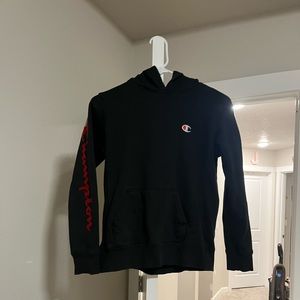 Black bigger kids Champion hoodie